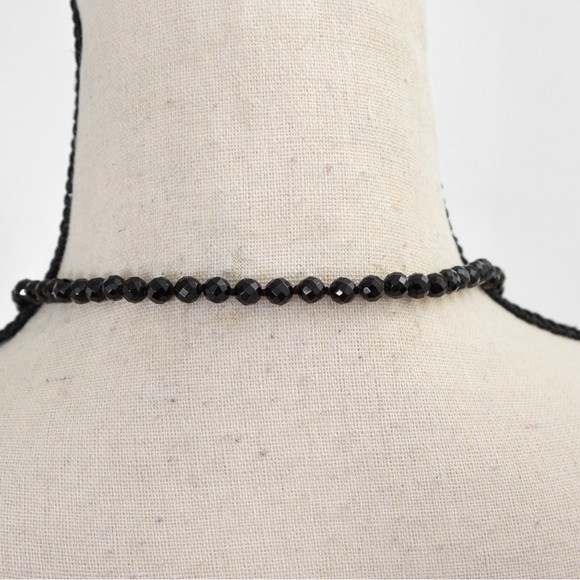 Calcite & Onyx square faceted black onyx beaded necklace with pendant Jess David - Picture 11 of 16
